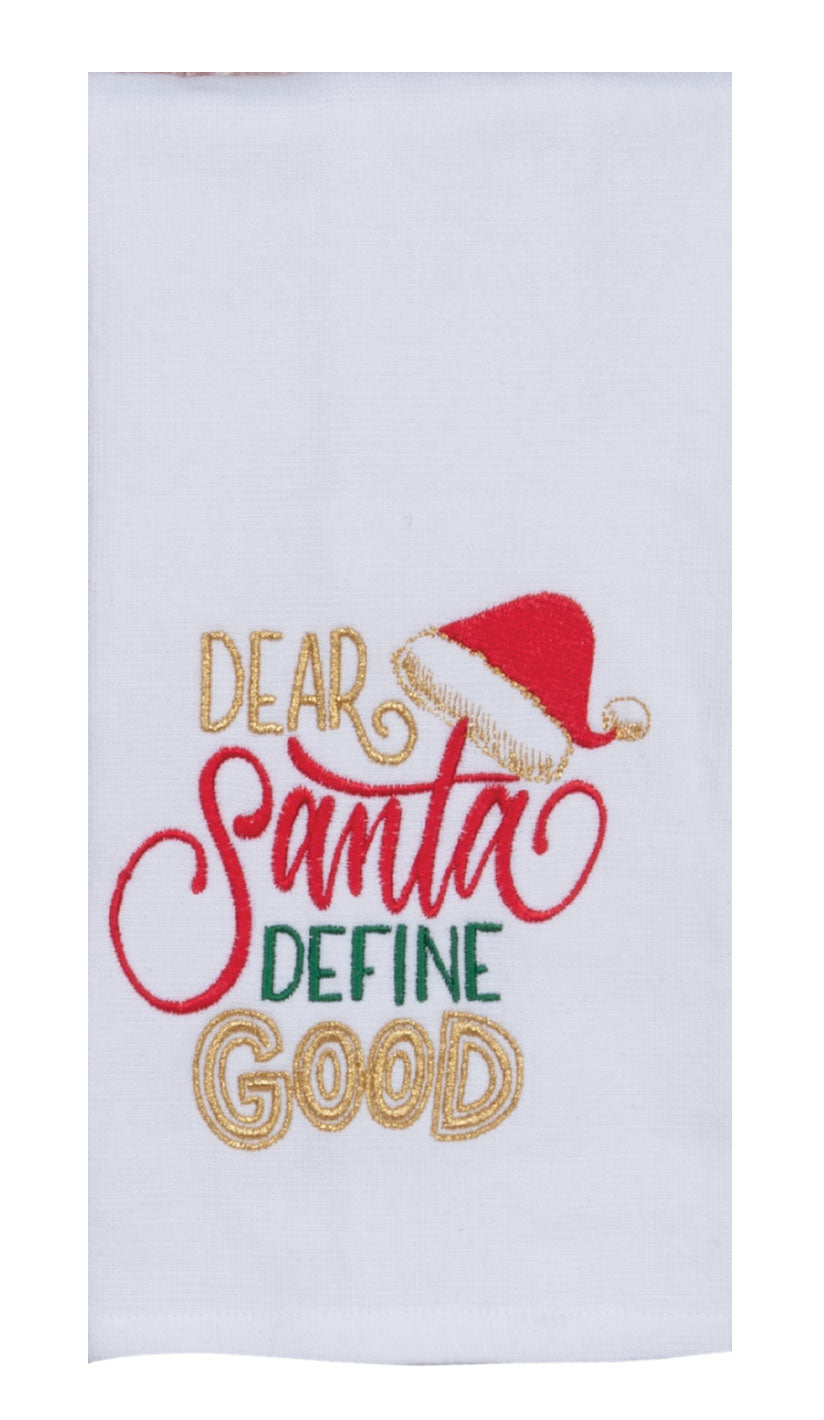 Dear Santa Define Good 2 in 1 Terry Towel - Premium Dish Towel from Kay Dee Designs - Just $8.95! Shop now at Pat's Monograms