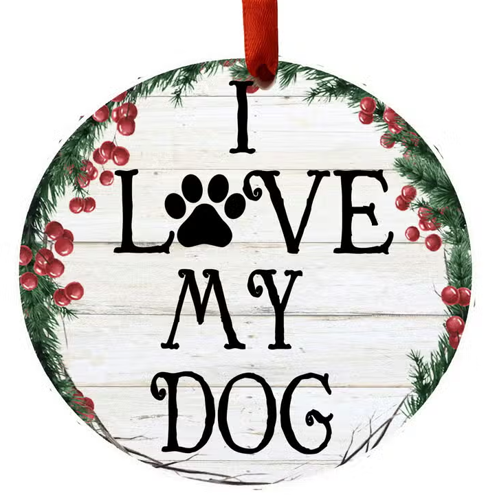 I Love My Dog Ceramic Wreath Ornament - Premium Christmas Ornament from E&S Pets - Just $9.95! Shop now at Pat's Monograms