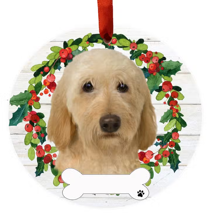 Labradoodle Ceramic Wreath Ornament - Premium Christmas Ornament from E&S Pets - Just $9.95! Shop now at Pat's Monograms