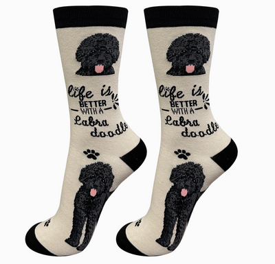 Black Labradoodle - Life is Better Socks - Premium Socks from Sock Daddy - Just $9.95! Shop now at Pat's Monograms