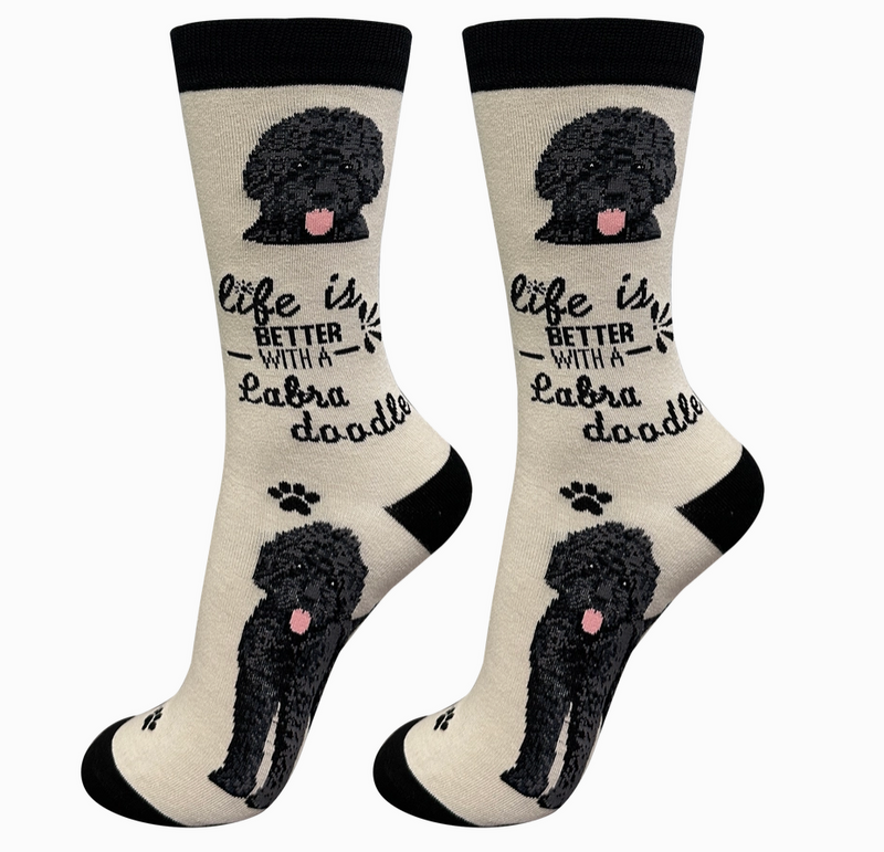 Black Labradoodle - Life is Better Socks - Premium Socks from Sock Daddy - Just $9.95! Shop now at Pat&