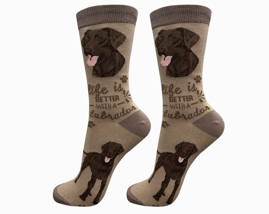 Chocolate Labrador - Life is Better Socks - Premium Socks from Sock Daddy - Just $9.95! Shop now at Pat's Monograms