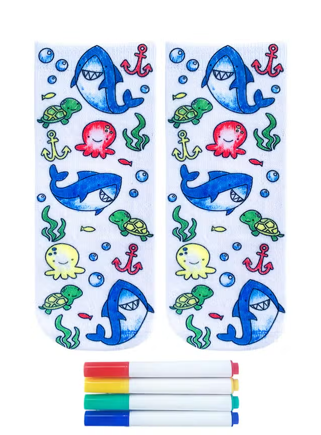 Ocean Pals Coloring Socks - Premium Socks from Living Royal - Just $8.95! Shop now at Pat's Monograms