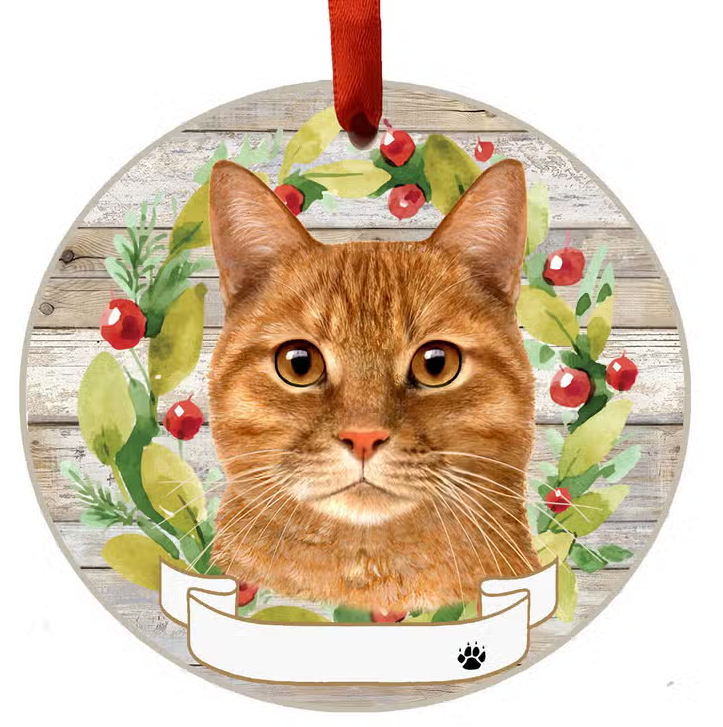 Orange Tabby Cat Ceramic Wreath Ornament - Premium Christmas Ornament from E&S Pets - Just $9.95! Shop now at Pat's Monograms