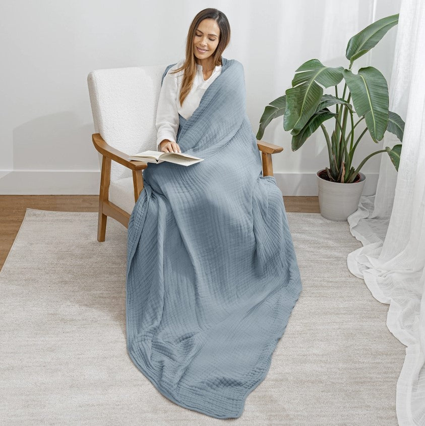 Adult Muslin Cotton Throw - Pacific Blue - Premium blanket from Comfy Cubs - Just $34.95! Shop now at Pat's Monograms