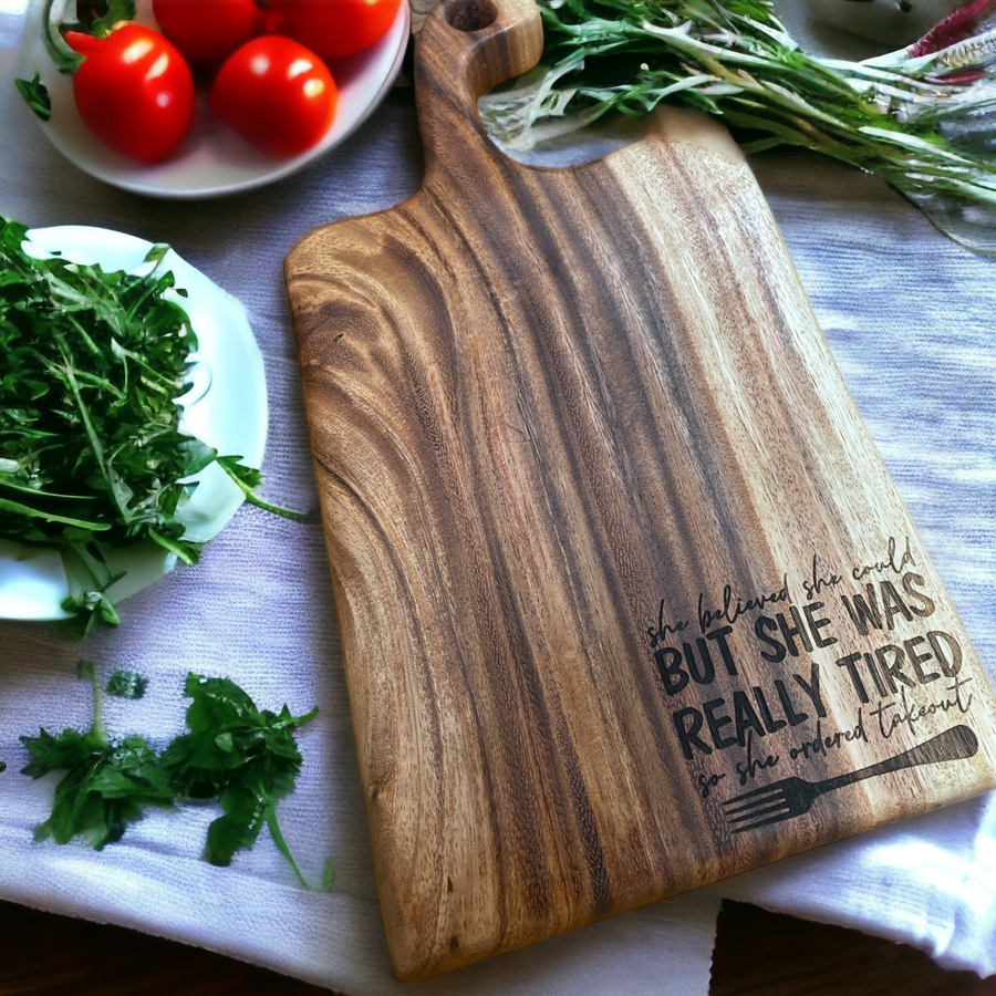 She Ordered Takeout Cutting Board - Premium Cutting Boards from Pat's Monograms - Just $39.95! Shop now at Pat's Monograms