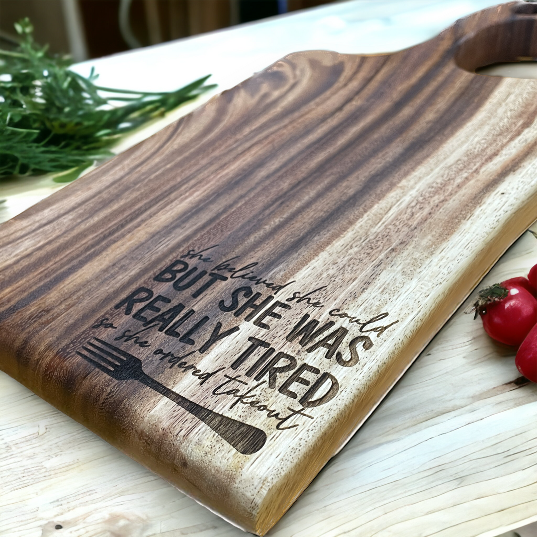 She Ordered Takeout Cutting Board - Premium Cutting Boards from Pat's Monograms - Just $39.95! Shop now at Pat's Monograms