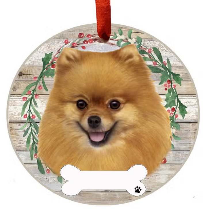 Pomeranian Ceramic Wreath Ornament - Premium Christmas Ornament from E&S Pets - Just $9.95! Shop now at Pat's Monograms