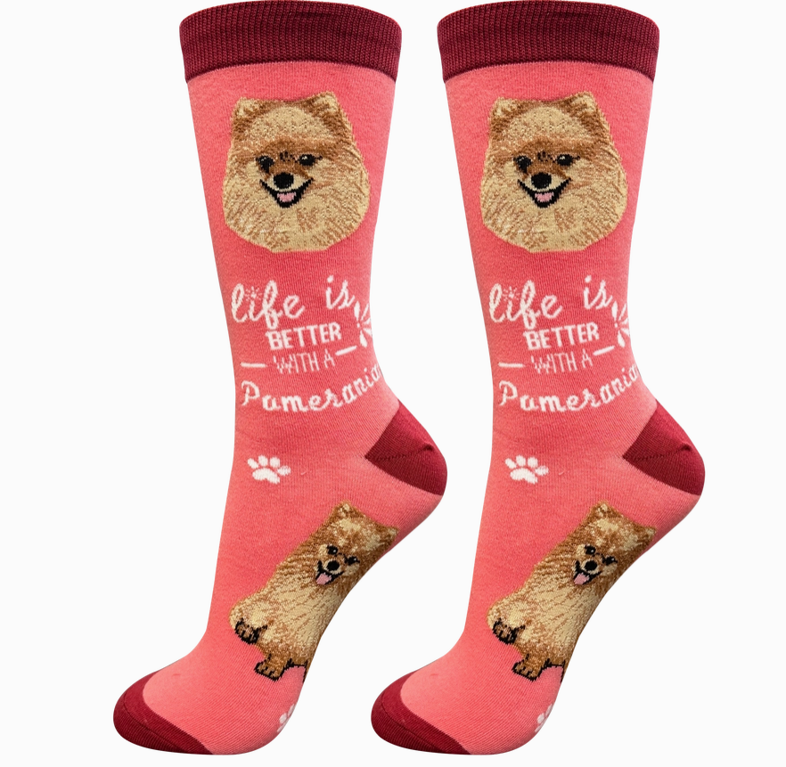 Pomeranian - Life is Better Socks - Premium Socks from Sock Daddy - Just $9.95! Shop now at Pat's Monograms