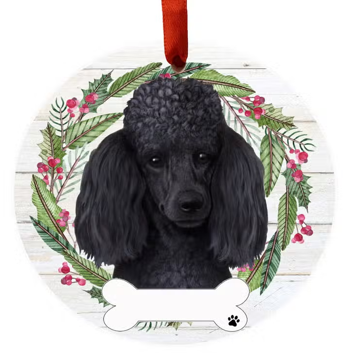 Black Poodle Ceramic Wreath Ornament - Premium Christmas Ornament from E&S Pets - Just $9.95! Shop now at Pat's Monograms
