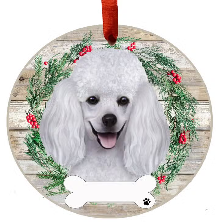 White Poodle Ceramic Wreath Ornament - Premium Christmas Ornament from E&S Pets - Just $9.95! Shop now at Pat's Monograms