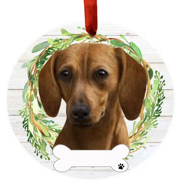 Dachshund Red Ceramic Wreath Ornament - Premium Christmas Ornament from E&S Pets - Just $9.95! Shop now at Pat's Monograms