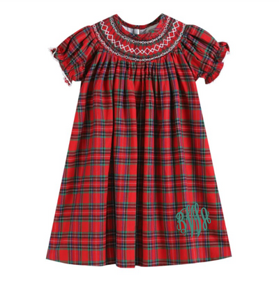 Red Christmas Plaid Smocked Bishop Dress - Premium Baby & Toddler Dresses from Lil Cactus - Just $32.95! Shop now at Pat's Monograms
