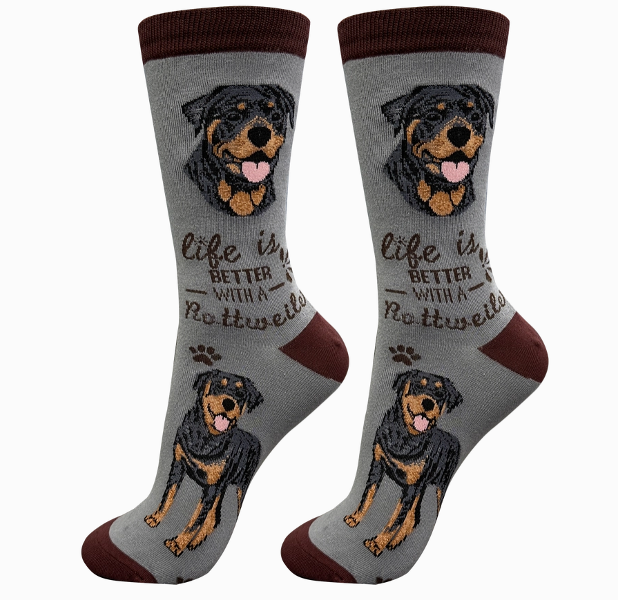Rottweiler - Life is Better Socks - Premium Socks from Sock Daddy - Just $9.95! Shop now at Pat's Monograms