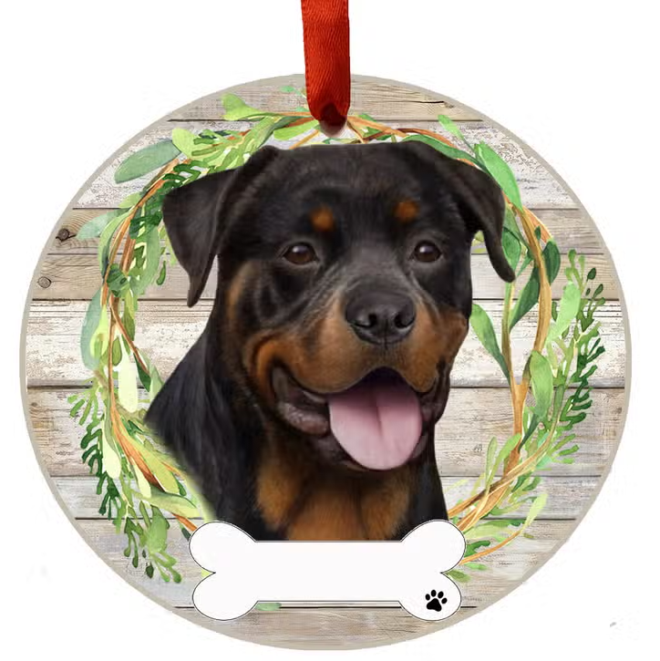 Rottweiler Ceramic Wreath Ornament - Premium Christmas Ornament from E&S Pets - Just $9.95! Shop now at Pat's Monograms
