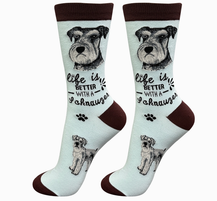 Schnauzer Uncropped - Life is Better Socks - Premium Socks from Sock Daddy - Just $9.95! Shop now at Pat's Monograms