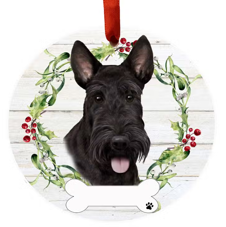 Scottish Terrier Ceramic Wreath Ornament - Premium Christmas Ornament from E&S Pets - Just $9.95! Shop now at Pat's Monograms