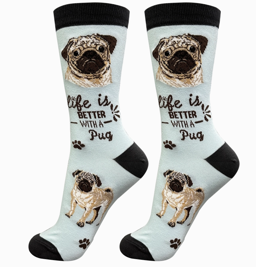 Pug - Life is Better Socks - Premium Socks from Sock Daddy - Just $9.95! Shop now at Pat's Monograms