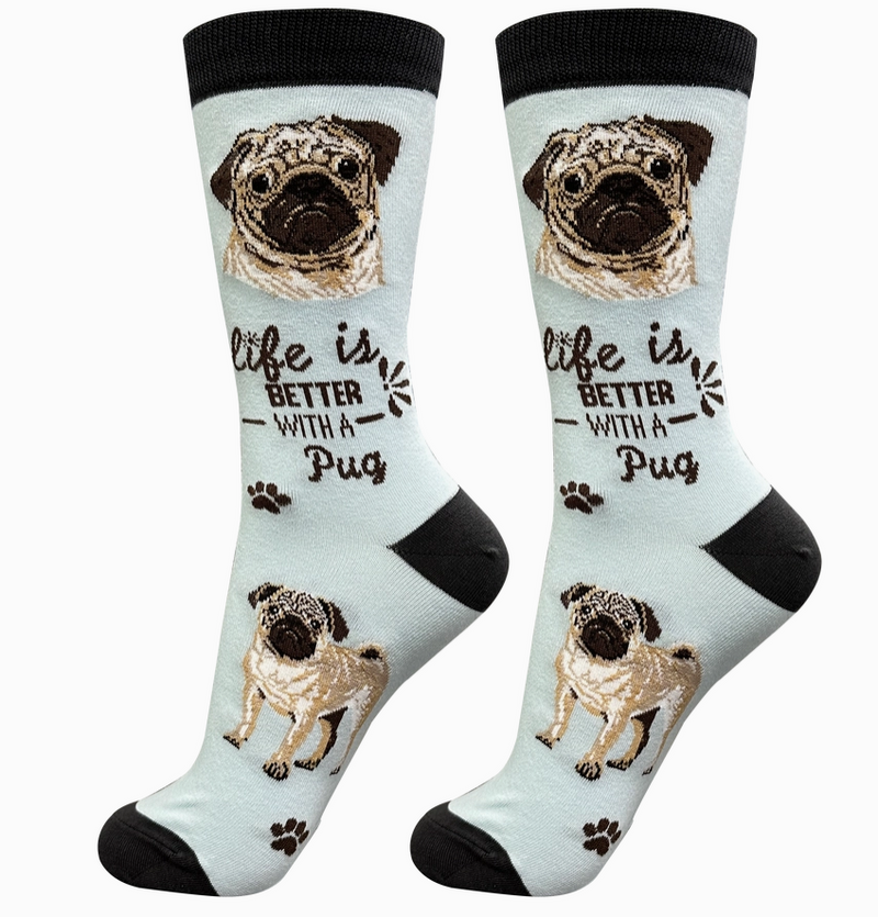 Pug - Life is Better Socks - Premium Socks from Sock Daddy - Just $9.95! Shop now at Pat&