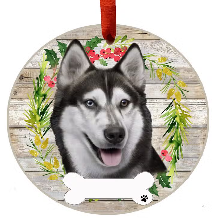 Siberian Husky Ceramic Wreath Ornament - Premium Christmas Ornament from E&S Pets - Just $9.95! Shop now at Pat's Monograms