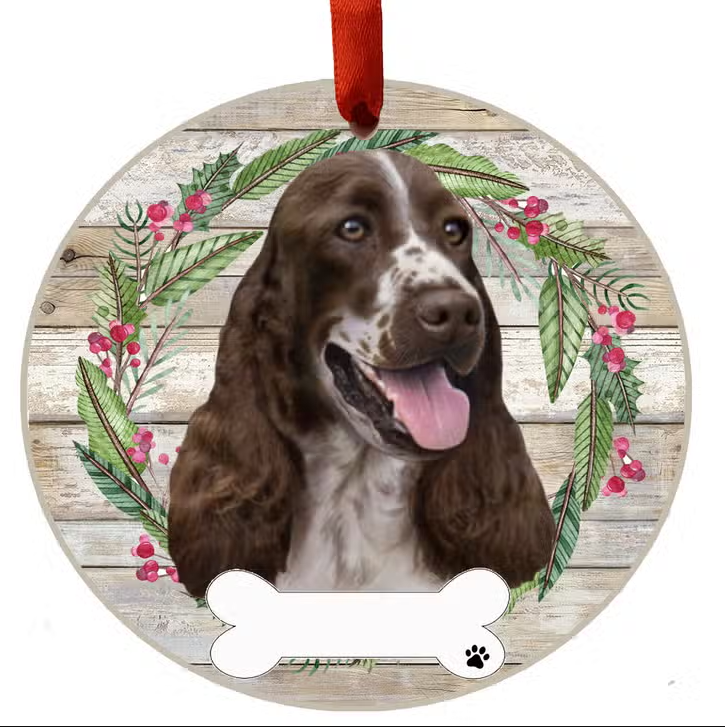 Springer Spaniel Ceramic Wreath Ornament - Premium Christmas Ornament from E&S Pets - Just $9.95! Shop now at Pat's Monograms