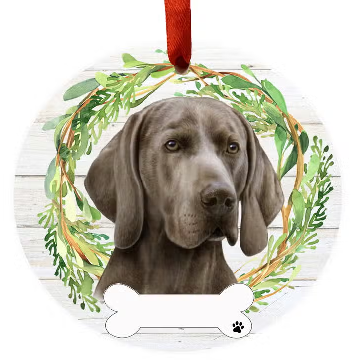 Weimaraner Ceramic Wreath Ornament - Premium Christmas Ornament from E&S Pets - Just $9.95! Shop now at Pat's Monograms