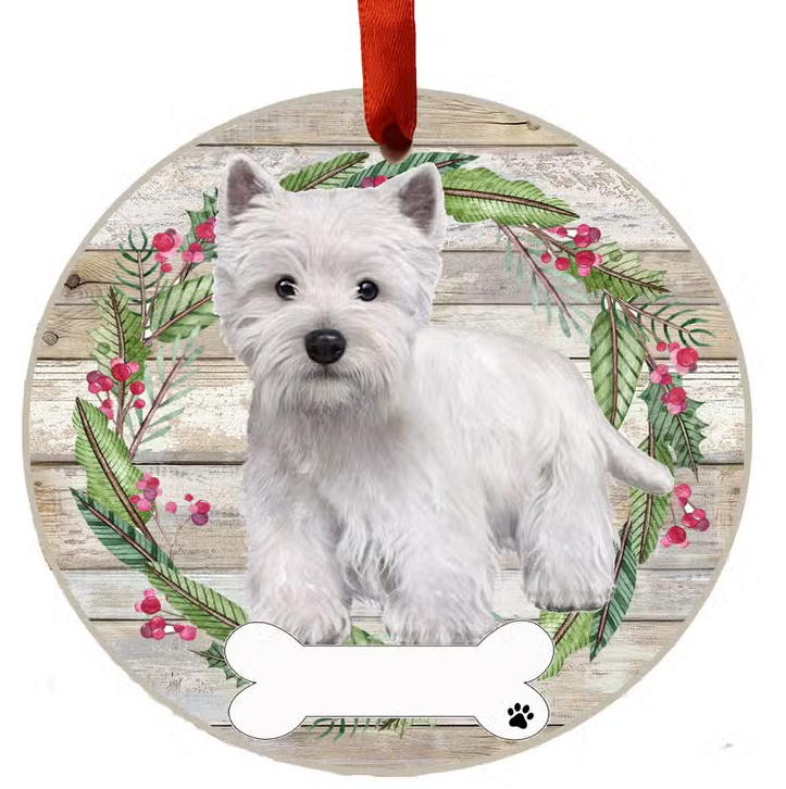 Westie Full Body Ceramic Wreath Ornament - Premium Christmas Ornament from E&S Pets - Just $9.95! Shop now at Pat's Monograms