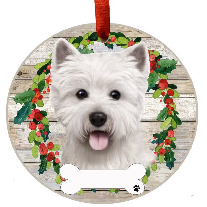 Westie Ceramic Wreath Ornament - Premium Christmas Ornament from E&S Pets - Just $9.95! Shop now at Pat's Monograms