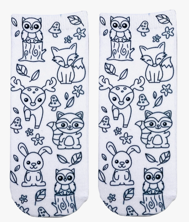 Woodland Animals Coloring Socks - Premium Socks from Living Royal - Just $8.95! Shop now at Pat's Monograms