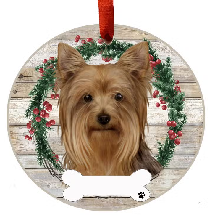 Yorkie Ceramic Wreath Ornament - Premium Christmas Ornament from E&S Pets - Just $9.95! Shop now at Pat's Monograms