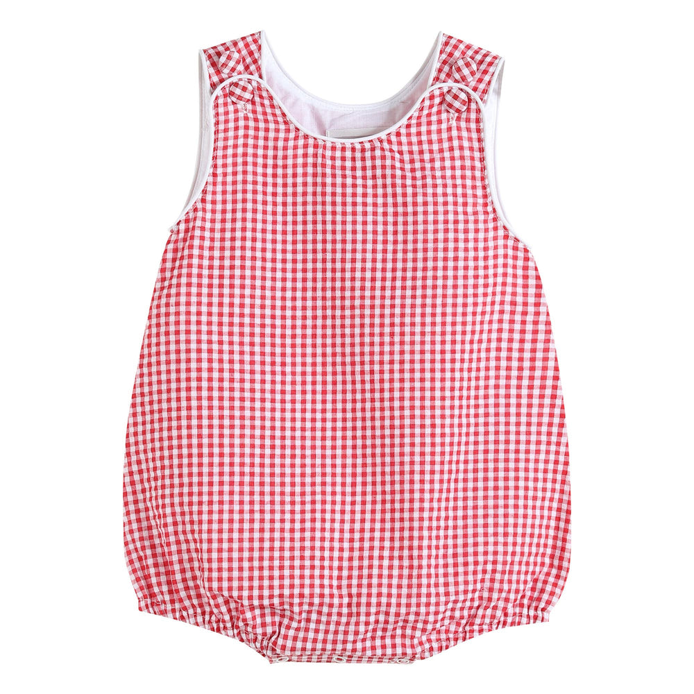 Classic Red Seersucker Baby Bubble Romper - Premium Baby & Toddler Outfits from Lil Cactus - Just $26! Shop now at Pat's Monograms