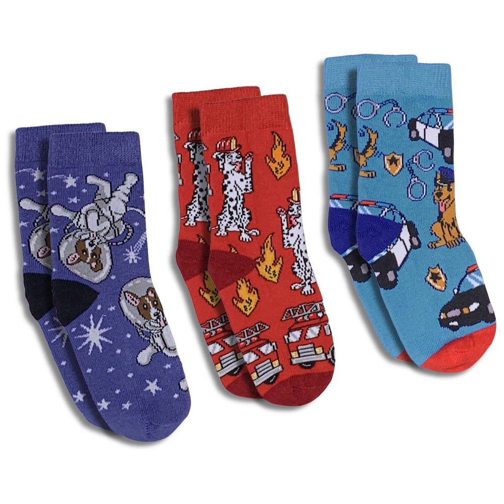 Astronaut, Fire Fighter and Police Dogs Kids Socks / 3-Pack - Premium Socks from Good Luck Sock - Just $12.95! Shop now at Pat's Monograms