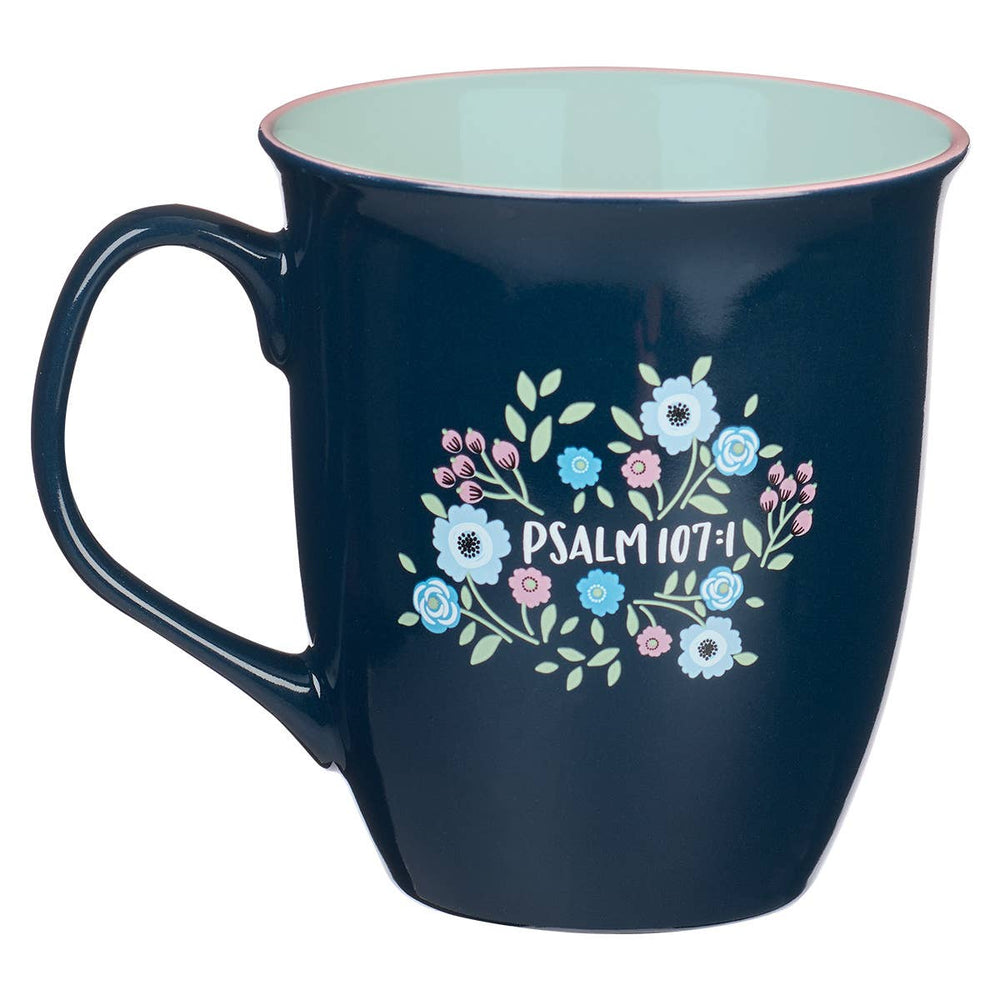 God is Good Navy Floral Ceramic Coffee Mug - Premium gift item from Christian Art Gifts - Just $12.95! Shop now at Pat's Monograms
