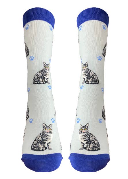 Silver Tabby Cat Full Body Socks - Premium Socks from Sock Daddy - Just $9.95! Shop now at Pat's Monograms