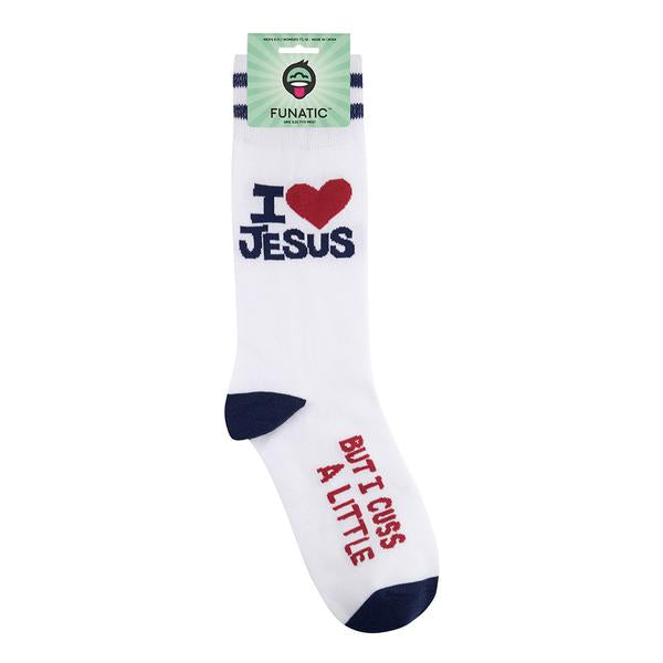 I Love Jesus but I Cuss a Little Socks - Premium Socks from funatic - Just $12.95! Shop now at Pat's Monograms