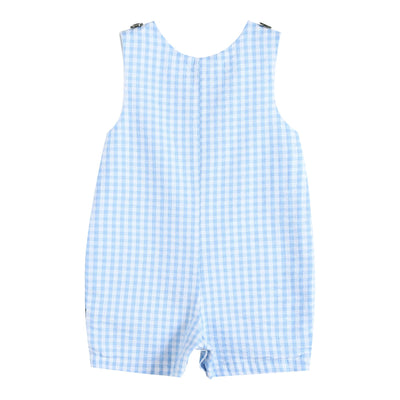 Lil Cactus - Blue Gingham Dinosaur Applique Shortalls - Premium Baby & Toddler Outfits from Lil Cactus - Just $28.95! Shop now at Pat's Monograms