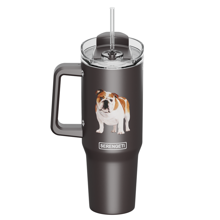 Bulldog 40 oz Tumbler with Handle and Straw Lid on - Premium  from E&S Pets - Just $36.95! Shop now at Pat's Monograms
