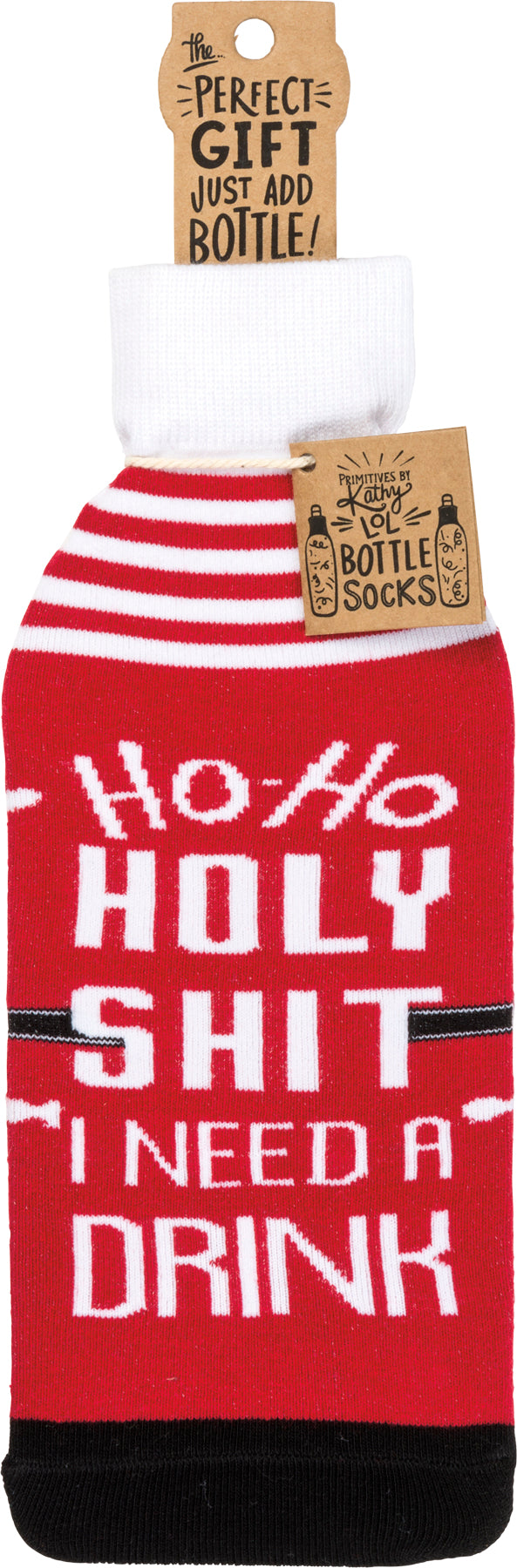 Bottle Sock - Ho Ho Holy I Need a Drink - Premium wine accessories from Primitives by Kathy - Just $5.95! Shop now at Pat's Monograms
