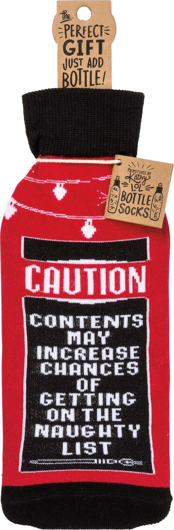 Bottle Sock - Naughty List Option - Premium wine accessories from Primitives by Kathy - Just $5.95! Shop now at Pat's Monograms