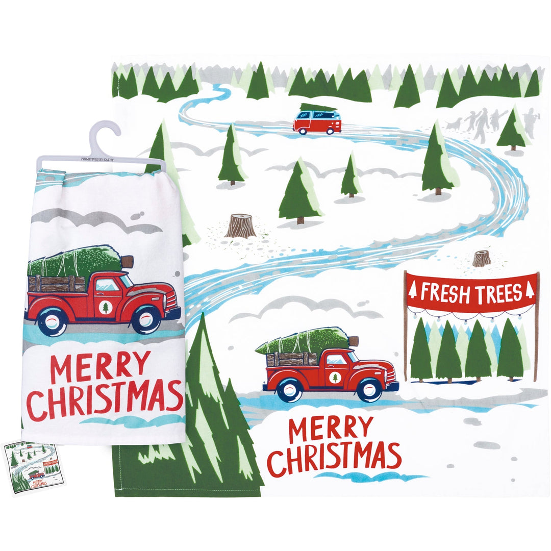 Kitchen Towel - Truck & Tree Merry Christmas - Premium Kitchen Towel from Primitives by Kathy - Just $8.95! Shop now at Pat's Monograms