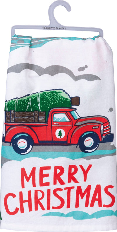 CopKitchen Towel - Truck & Tree Merry Christmas - Premium Kitchen Towel from Primitives by Kathy - Just $8.95! Shop now at Pat's Monograms