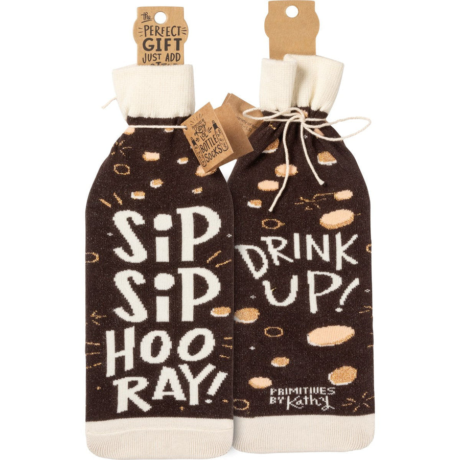 Bottle Sock - Sip Sip Hooray Drink Up - Premium wine accessories from Primitives by Kathy - Just $5.95! Shop now at Pat's Monograms