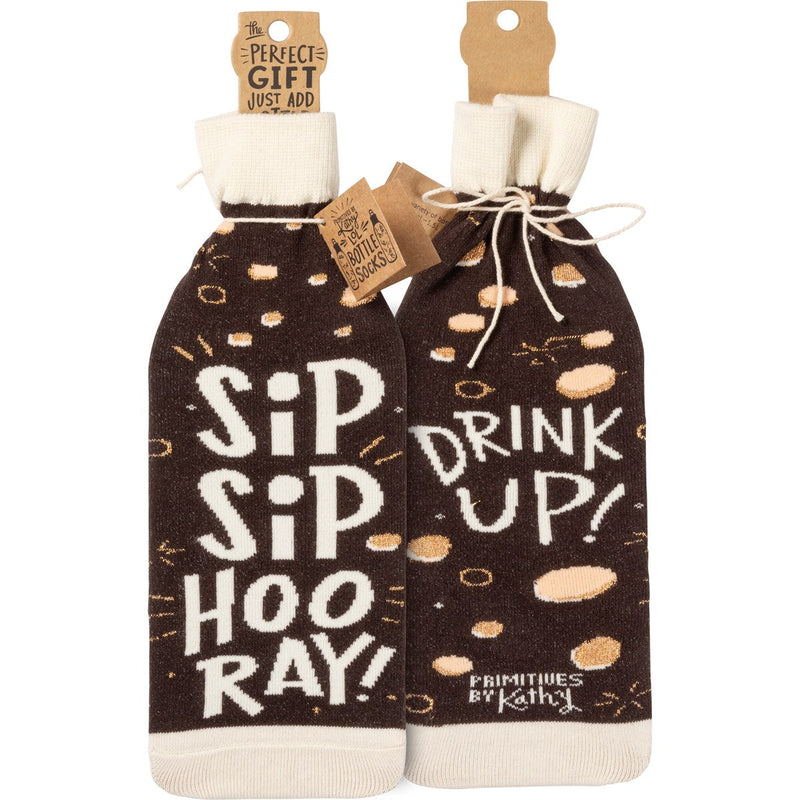 Bottle Sock - Sip Sip Hooray Drink Up - Premium wine accessories from Primitives by Kathy - Just $5.95! Shop now at Pat&