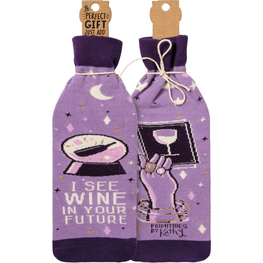 Bottle Sock - I See Wine In Your Future - Premium wine accessories from Primitives by Kathy - Just $5.95! Shop now at Pat's Monograms