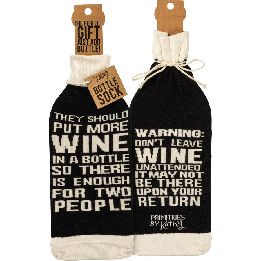Bottle Sock - More Wine Enough for Two - Premium wine accessories from Primitives by Kathy - Just $5.95! Shop now at Pat's Monograms