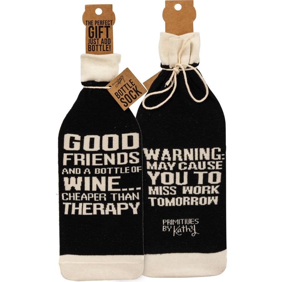 Bottle Sock - Good Friends and A Bottle of Wine - Premium wine accessories from Primitives by Kathy - Just $5.95! Shop now at Pat's Monograms