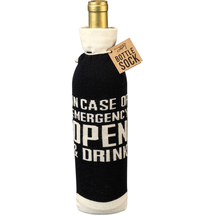 Bottle Sock - In Case of Emergency Open & Drink - Premium wine accessories from Primitives by Kathy - Just $5.95! Shop now at Pat's Monograms