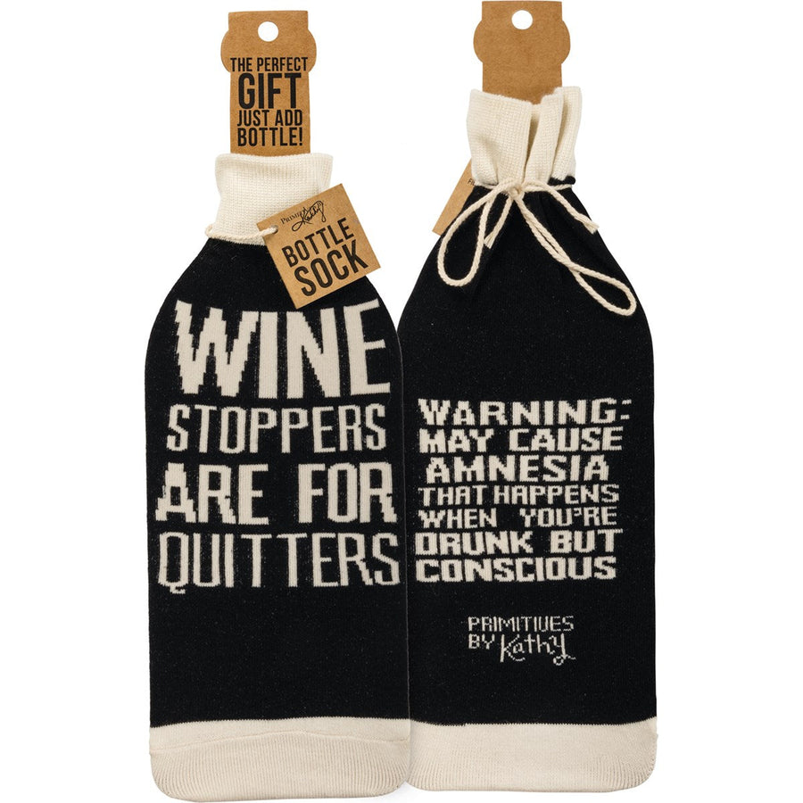 Bottle Sock - Wine Stoppers Are For Quitters - Premium wine accessories from Primitives by Kathy - Just $5.95! Shop now at Pat's Monograms