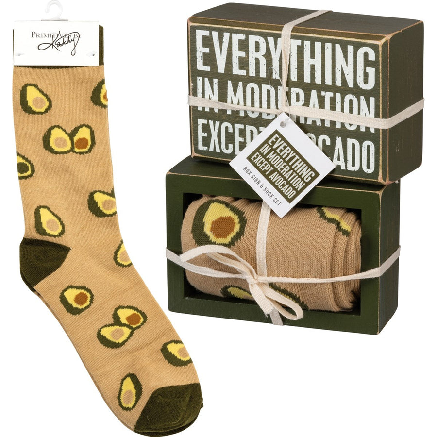 Box Sign & Sock Set - Except Avocado - Premium Socks from Primitives by Kathy - Just $12.95! Shop now at Pat's Monograms