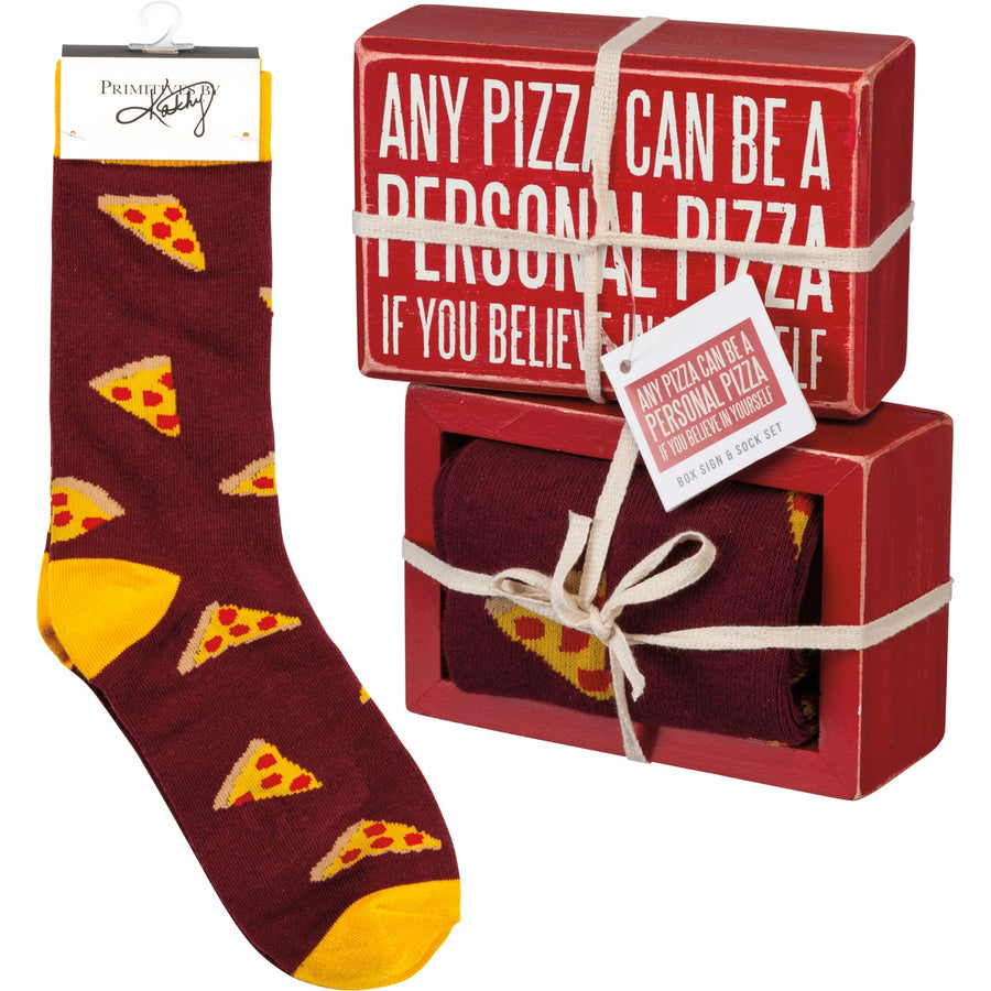 Box Sign & Sock Set - A Personal Pizza - Premium Socks from Primitives by Kathy - Just $12.95! Shop now at Pat's Monograms